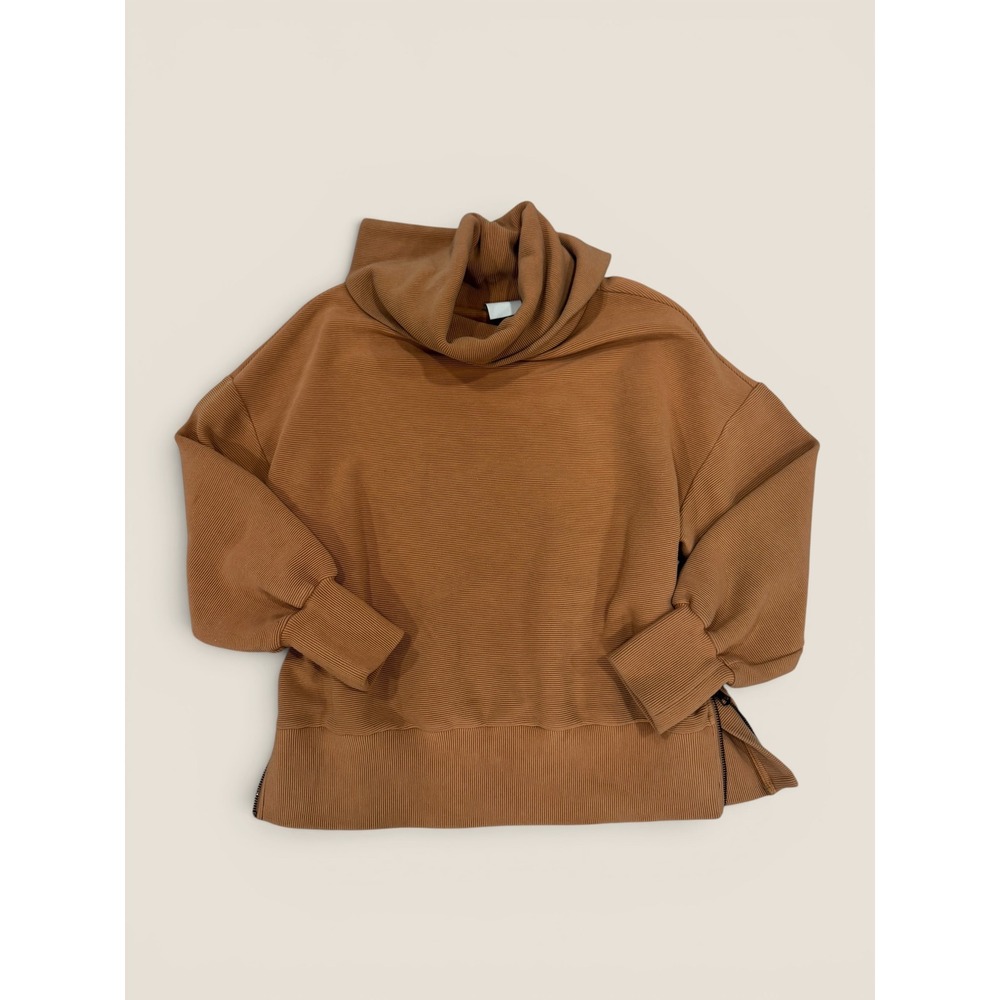 NOT AVAILABLE! Varley Vine Womens S Ribbed Cowl Neck Pullover Camel Brown Sid